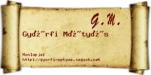 Győrfi Mátyás névjegykártya